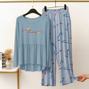 New Printed Night Suit With Trousers For Women 16