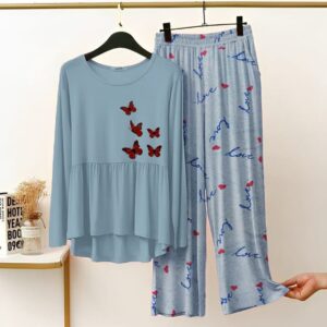 New Printed Night Suit With Trousers For Women 12