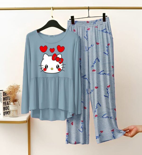 New Printed Night Suit With Trousers For Women - Image 5