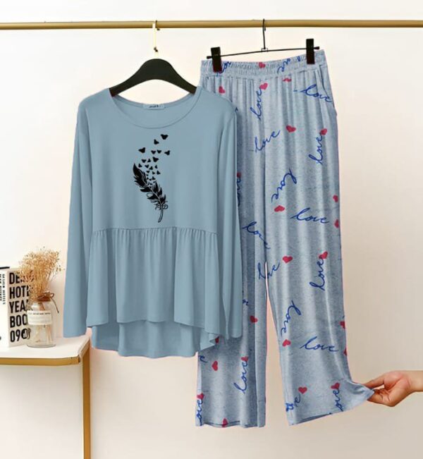 New Printed Night Suit With Trousers For Women - Image 2