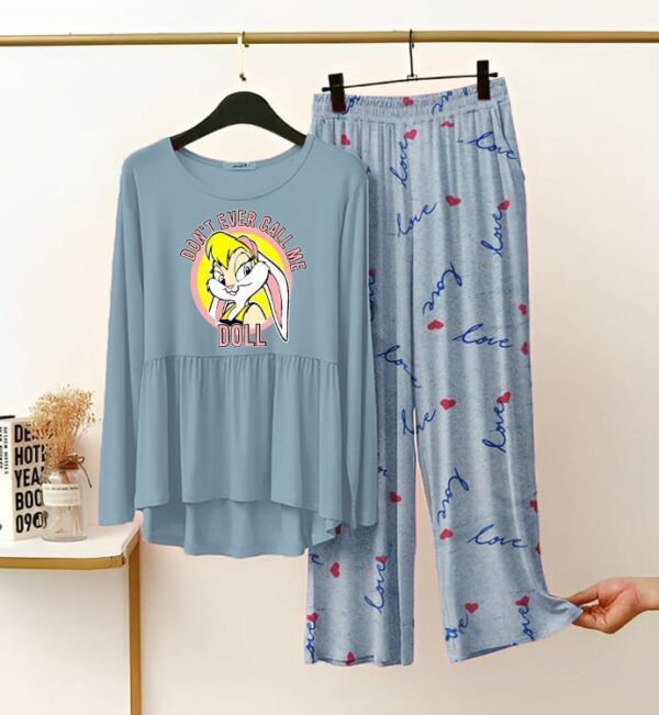 New Printed Night Suit With Trousers For Women - Image 15