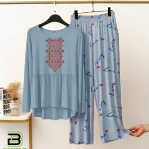 New Printed Night Suit With Trousers For Women 9