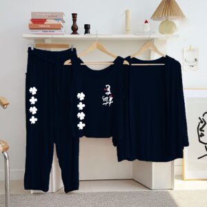 Printed 3 Pc Night Suits 11