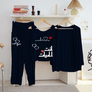 Printed 3 Pc Night Suits 4