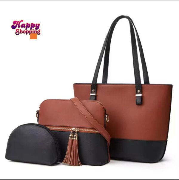 Restock on Huge Demand – High-Quality 3-Piece Shoulder Bag Set for Girls | Premium Artificial Leather | Rs. 2250 Only! - Image 2