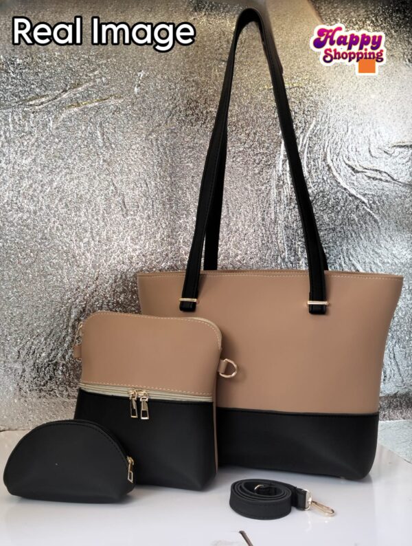 Restock on Huge Demand – High-Quality 3-Piece Shoulder Bag Set for Girls | Premium Artificial Leather | Rs. 2250 Only! - Image 3