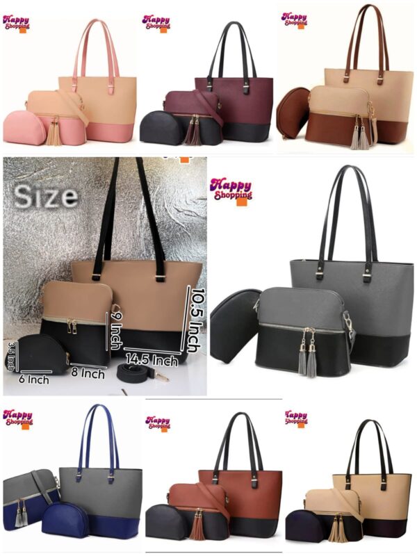 Restock on Huge Demand – High-Quality 3-Piece Shoulder Bag Set for Girls | Premium Artificial Leather | Rs. 2250 Only! - Image 9