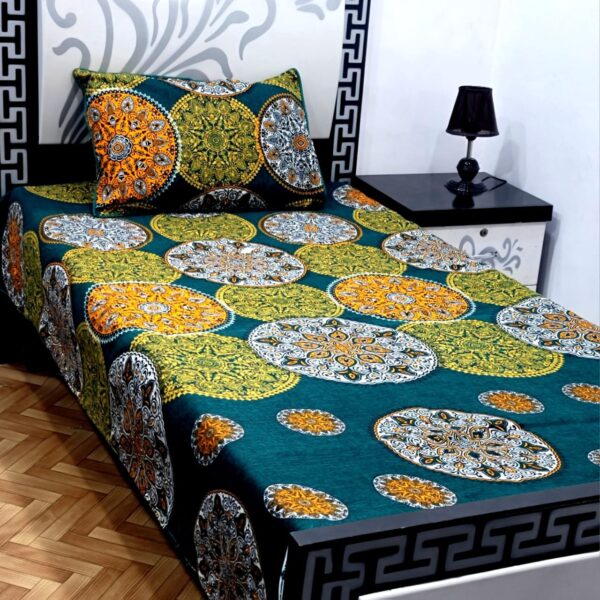 Elegant 3D Crystal Cotton Single Pair Bedsheet Set – Durable & Stylish - Image 5