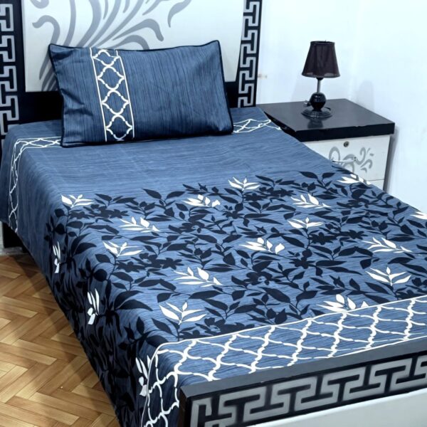 Elegant 3D Crystal Cotton Single Pair Bedsheet Set – Durable & Stylish - Image 14