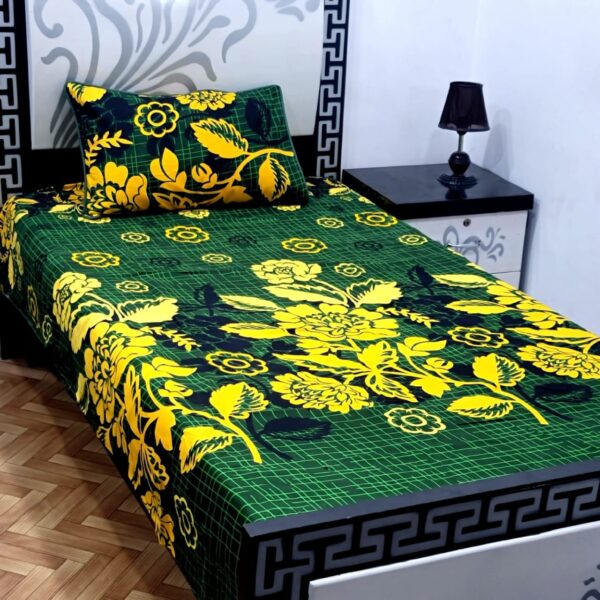Elegant 3D Crystal Cotton Single Pair Bedsheet Set – Durable & Stylish - Image 3