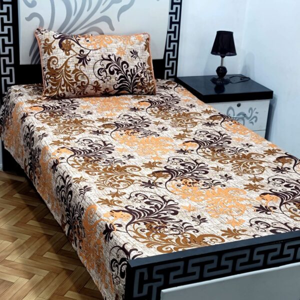 Elegant 3D Crystal Cotton Single Pair Bedsheet Set – Durable & Stylish - Image 19