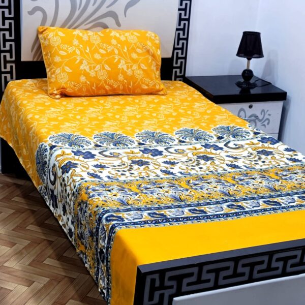 Elegant 3D Crystal Cotton Single Pair Bedsheet Set – Durable & Stylish - Image 8