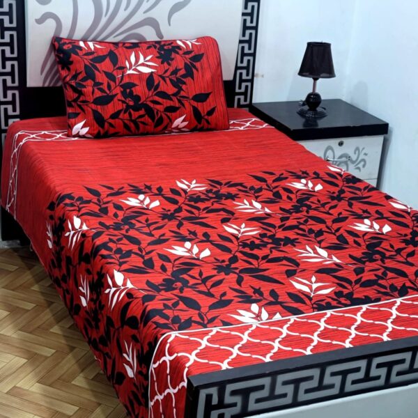 Elegant 3D Crystal Cotton Single Pair Bedsheet Set – Durable & Stylish - Image 18