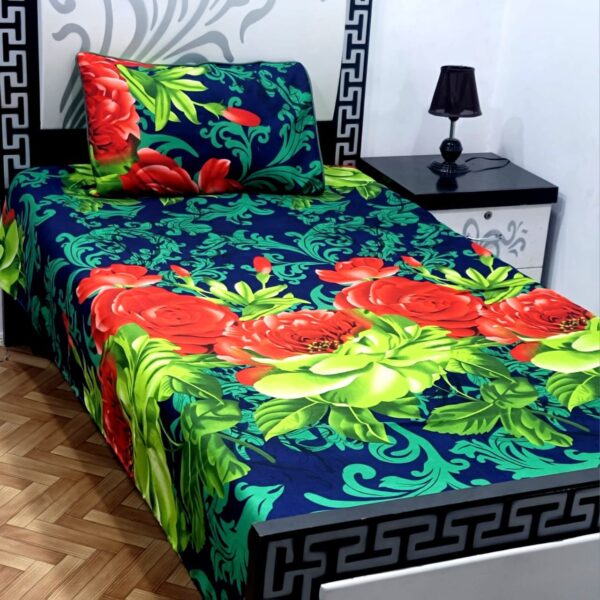 Elegant 3D Crystal Cotton Single Pair Bedsheet Set – Durable & Stylish - Image 17