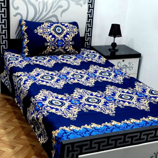 Elegant 3D Crystal Cotton Single Pair Bedsheet Set – Durable & Stylish - Image 11