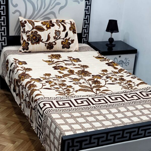Elegant 3D Crystal Cotton Single Pair Bedsheet Set – Durable & Stylish - Image 7