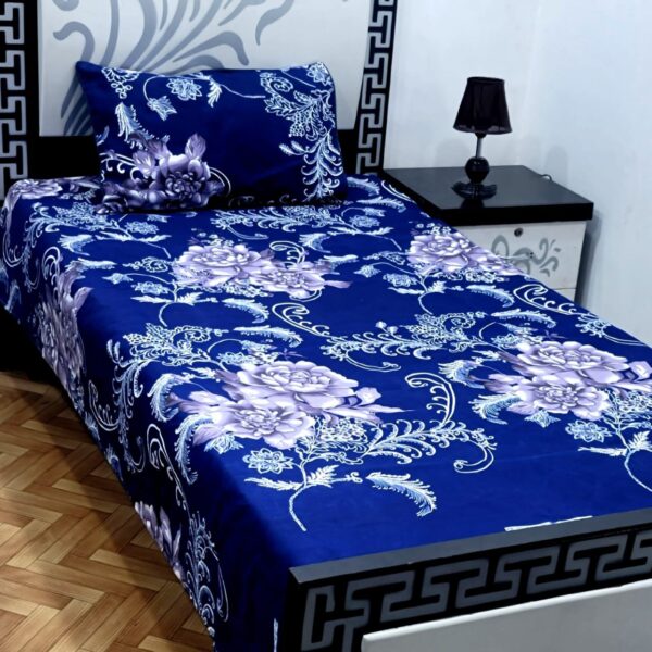 Elegant 3D Crystal Cotton Single Pair Bedsheet Set – Durable & Stylish - Image 9