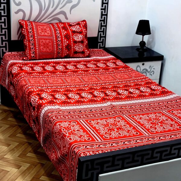 Elegant 3D Crystal Cotton Single Pair Bedsheet Set – Durable & Stylish - Image 20