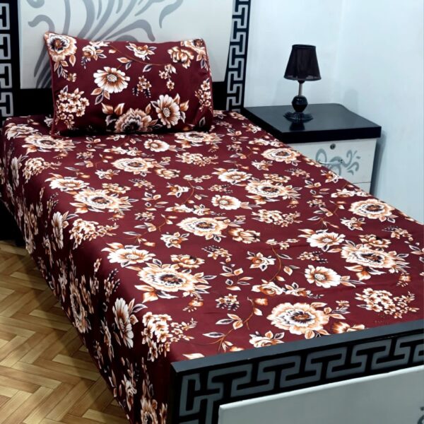 Elegant 3D Crystal Cotton Single Pair Bedsheet Set – Durable & Stylish - Image 15