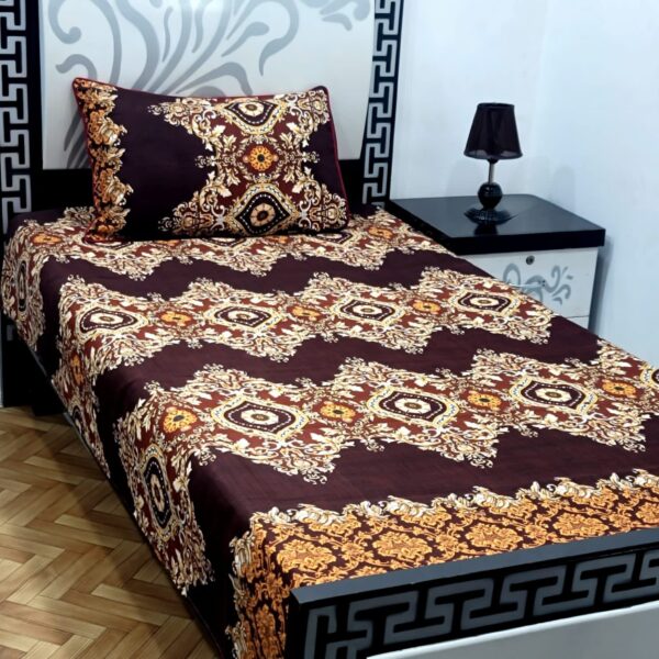 Elegant 3D Crystal Cotton Single Pair Bedsheet Set – Durable & Stylish - Image 6