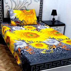 Elegant 3D Crystal Cotton Single Pair Bedsheet Set – Durable & Stylish