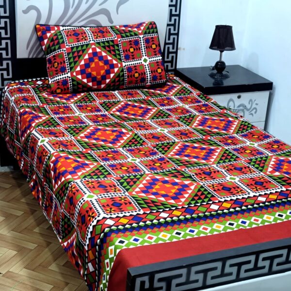 Elegant 3D Crystal Cotton Single Pair Bedsheet Set – Durable & Stylish - Image 21