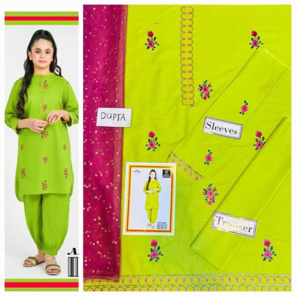 Maria B Kids 3-Piece Lawn Suit – Elegant Embroidered Lawn Set for Kids - Image 83