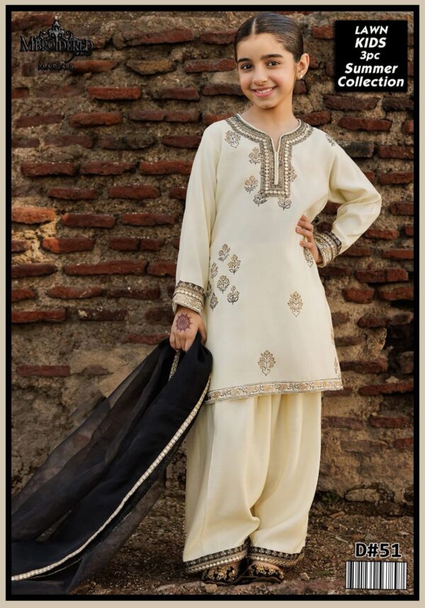 Maria B Kids 3-Piece Lawn Suit – Elegant Embroidered Lawn Set for Kids - Image 56