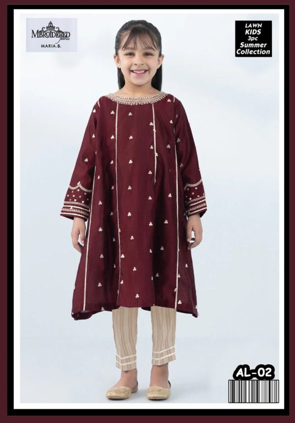 Maria B Kids 3-Piece Lawn Suit – Elegant Embroidered Lawn Set for Kids - Image 61