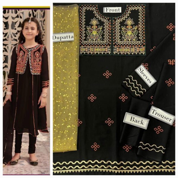 Maria B Kids 3-Piece Lawn Suit – Elegant Embroidered Lawn Set for Kids - Image 23