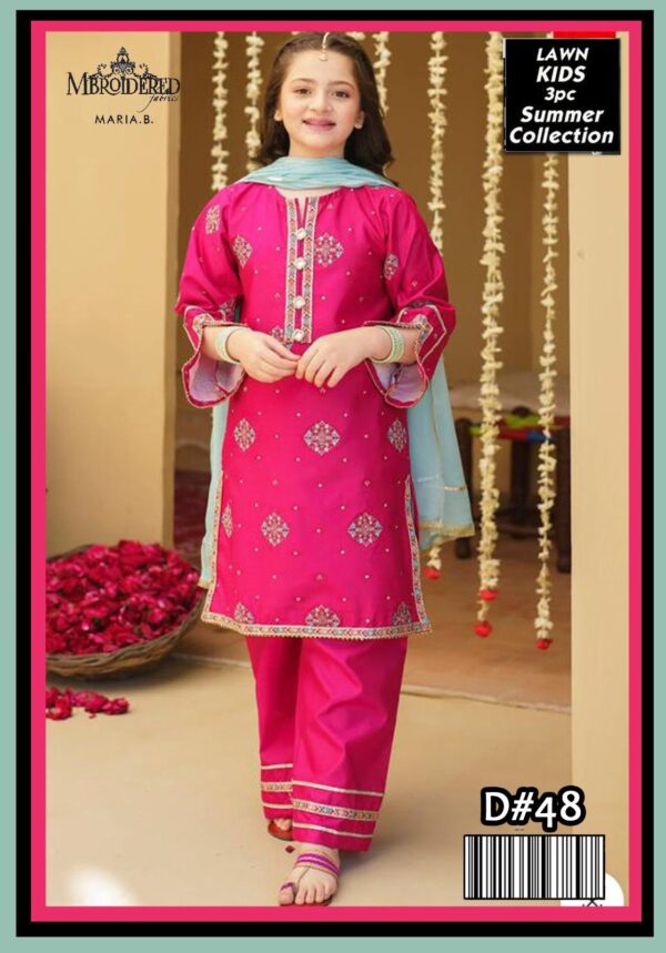 Maria B Kids 3-Piece Lawn Suit – Elegant Embroidered Lawn Set for Kids - Image 74
