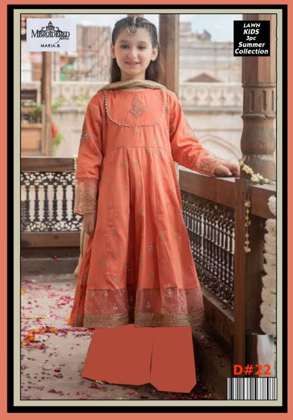 Maria B Kids 3-Piece Lawn Suit – Elegant Embroidered Lawn Set for Kids - Image 96