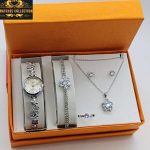 Z&K Girls Diamond Stone Jewelry Watch Gift Set – Elegant & Complete