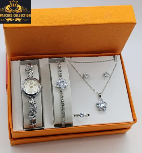 Z&K Girls Diamond Stone Jewelry Watch Gift Set – Elegant & Complete