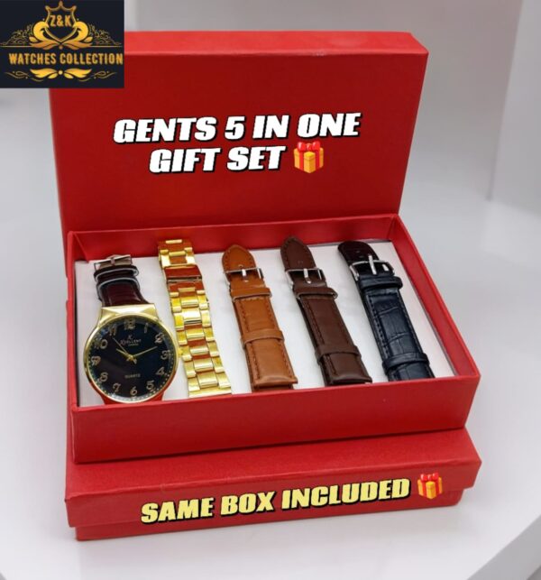 Z&K Gents 5-in-1 Gift Set – Stylish Watch with Multiple Straps & Gold Chain - Image 7