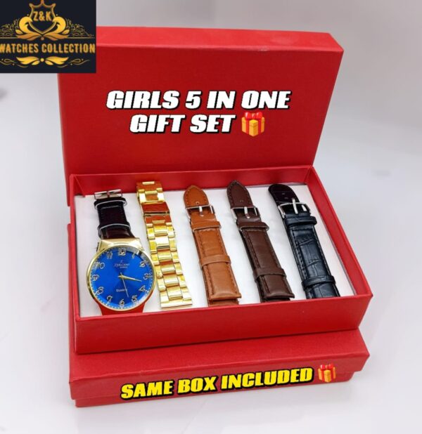 Z&K Gents 5-in-1 Gift Set – Stylish Watch with Multiple Straps & Gold Chain - Image 5