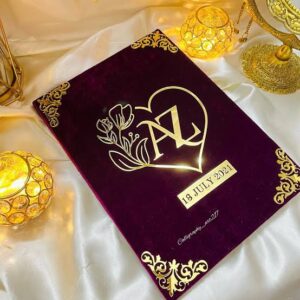 Elegant Customized Nikkah Velvet Booklet – Personalize Your Special Day
