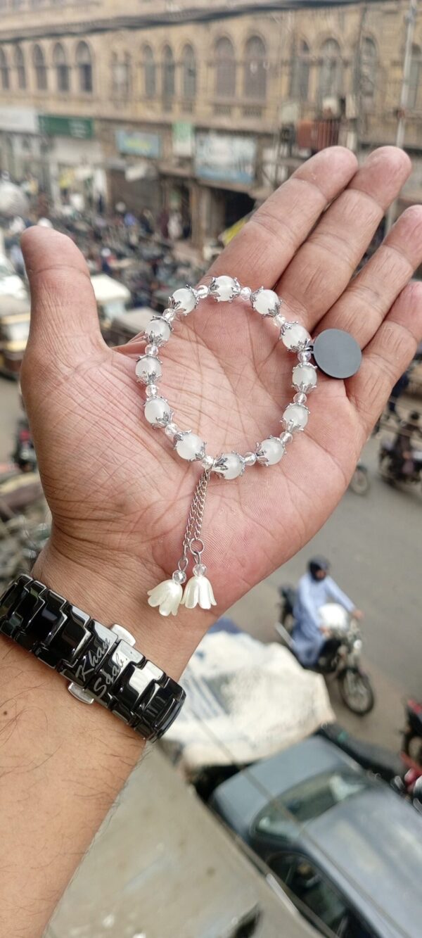 Trendy Customized Marble Beads Bracelet with Engraved Name Charm - Image 7