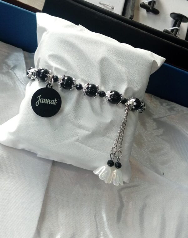 Trendy Customized Marble Beads Bracelet with Engraved Name Charm - Image 5
