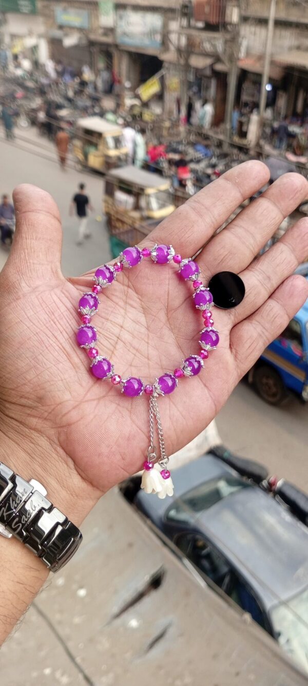 Trendy Customized Marble Beads Bracelet with Engraved Name Charm - Image 11