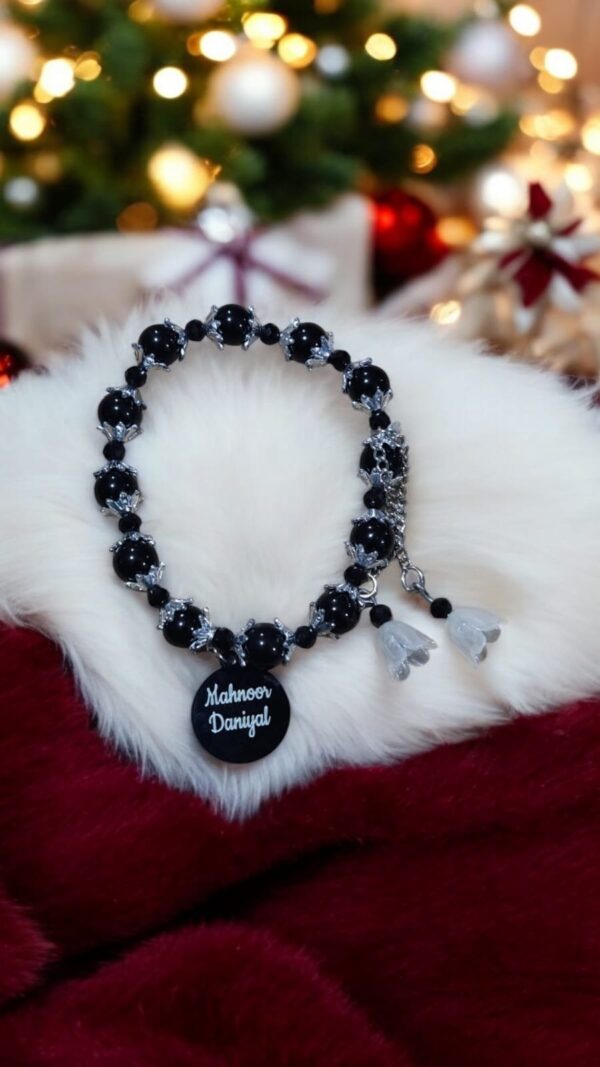 Trendy Customized Marble Beads Bracelet with Engraved Name Charm - Image 6