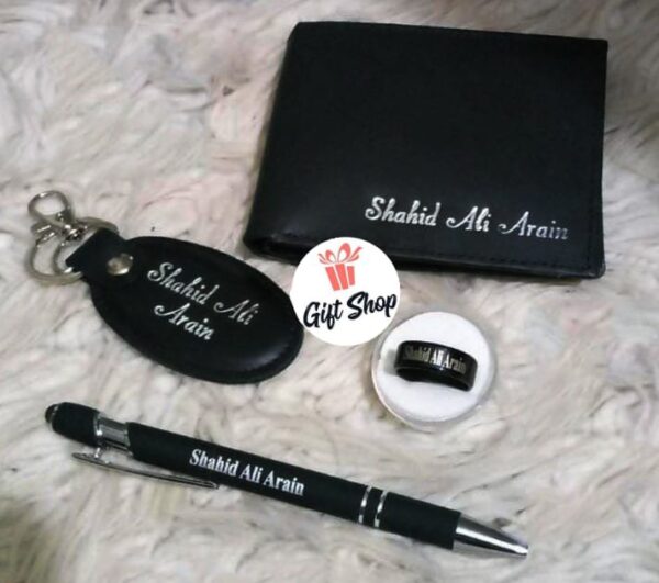 Personalized 4-Piece Gift Set – Wallet, Keychain, Pen & Challa