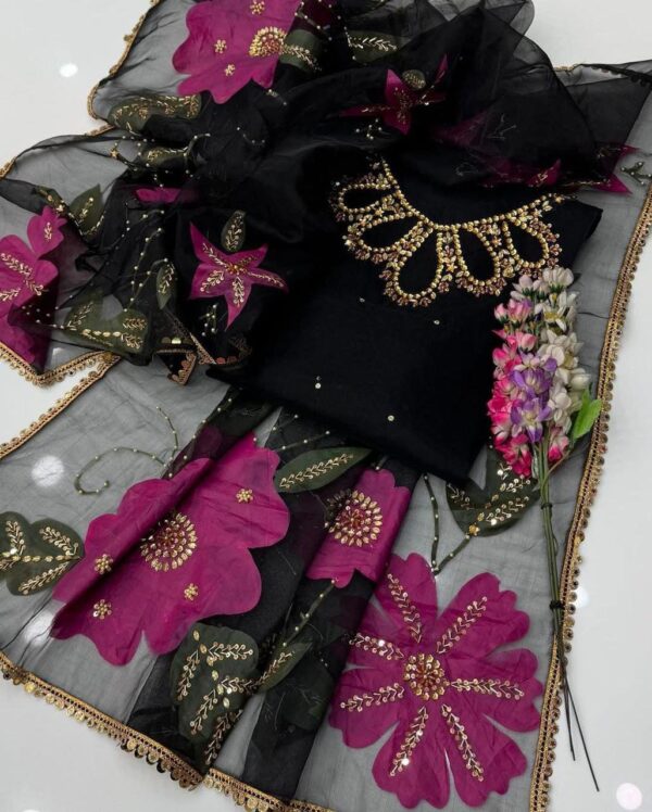 Exclusive Heavy Embroidered Dupatta Set – Handmade Elegance in 8 Stunning Colors - Image 4