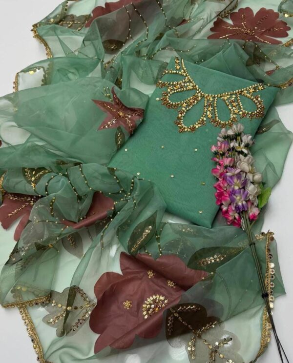 Exclusive Heavy Embroidered Dupatta Set – Handmade Elegance in 8 Stunning Colors - Image 5