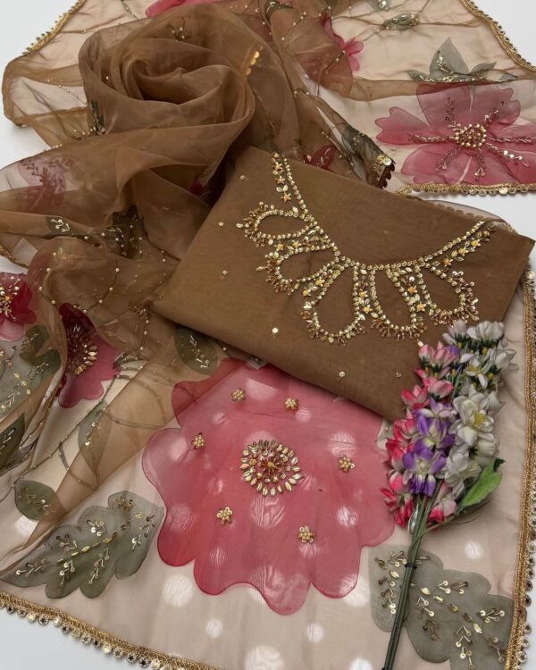 Exclusive Heavy Embroidered Dupatta Set – Handmade Elegance in 8 Stunning Colors - Image 9