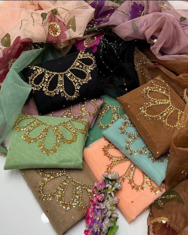 Exclusive Heavy Embroidered Dupatta Set – Handmade Elegance in 8 Stunning Colors - Image 3