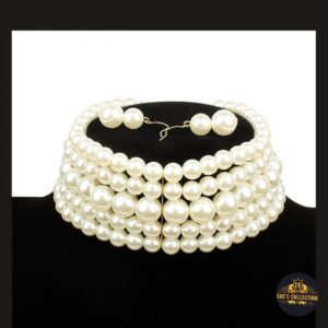 Elegant Golden China Pearls Choker Set with Matching Earrings