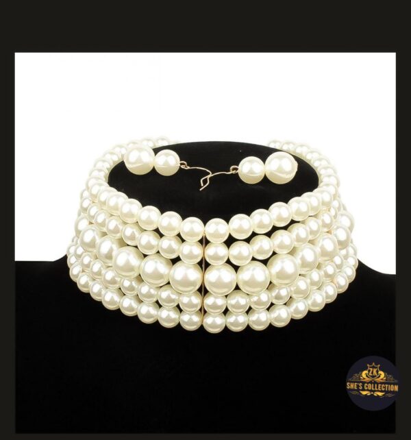 Elegant Golden China Pearls Choker Set with Matching Earrings