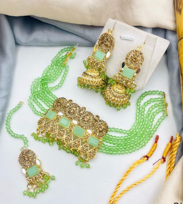 Trendy Barik Stone Choker Set – Stylish Elegance in 8 Stunning Colors - Image 6