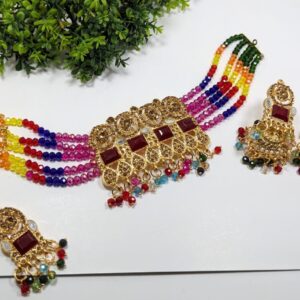 Trendy Barik Stone Choker Set – Stylish Elegance in 8 Stunning Colors